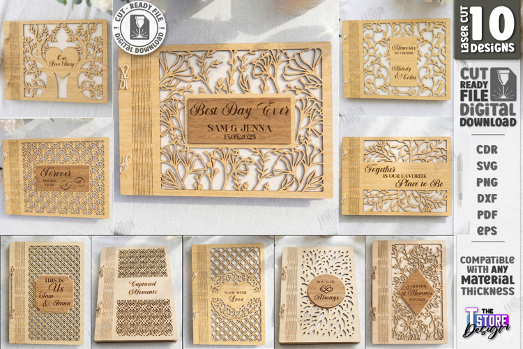 Wedding Guest Bookd Laser Cut Bundle | Wood Photo Album SVG
