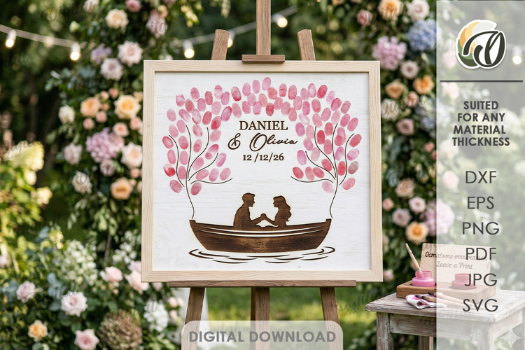 3D Wedding guest fingerprint sign Laser Cut