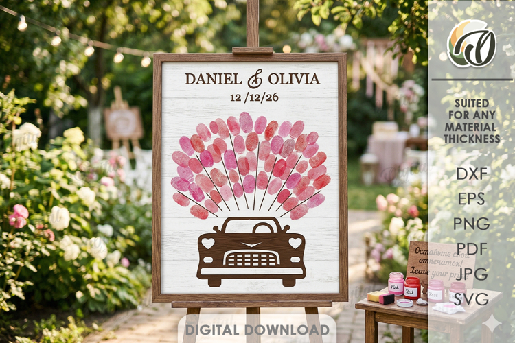 3D Wedding guest fingerprint sign Laser Cut