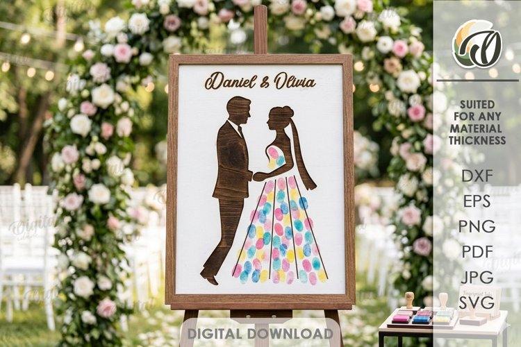3D Wedding guest fingerprint sign Laser Cut
