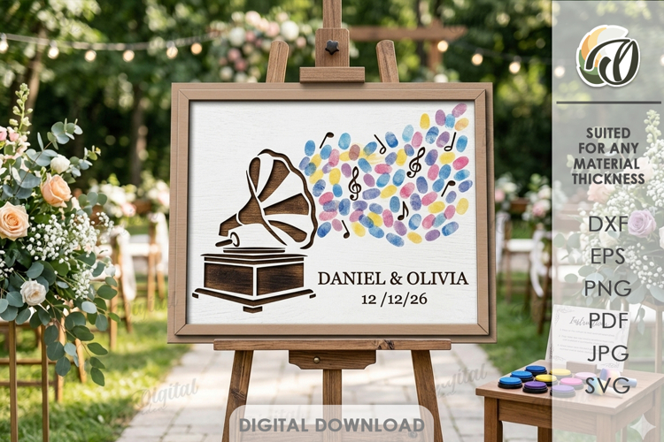 3D Wedding guest fingerprint sign Laser Cut