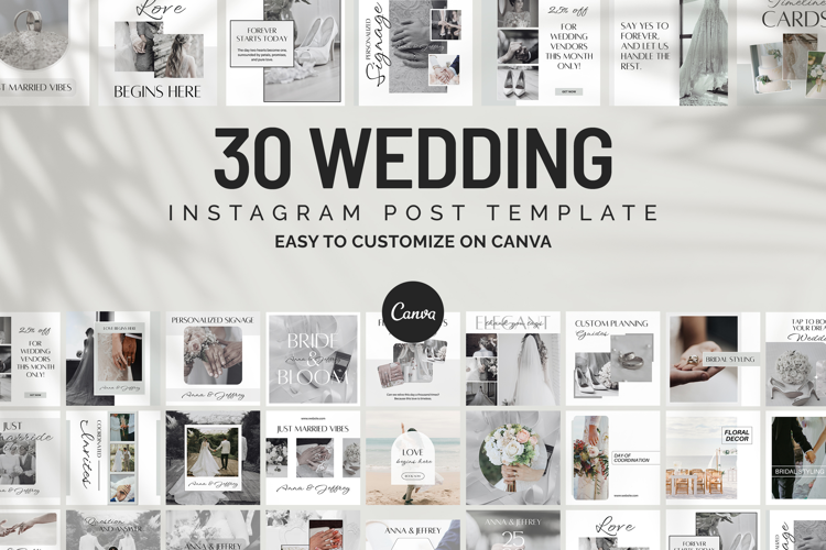 Wedding Instagram Social Media Canva Post Templates