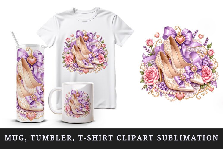 Wedding tumbler, mug wrap, clipart sublimation design example image 1
