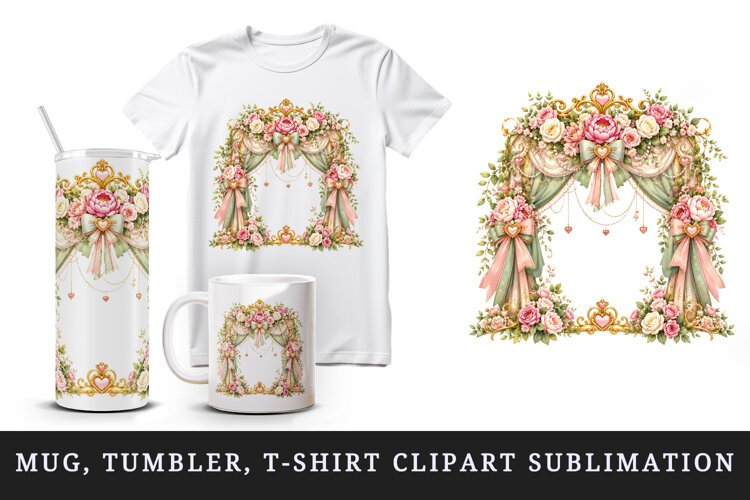 Wedding tumbler, mug wrap, clipart sublimation design example image 1