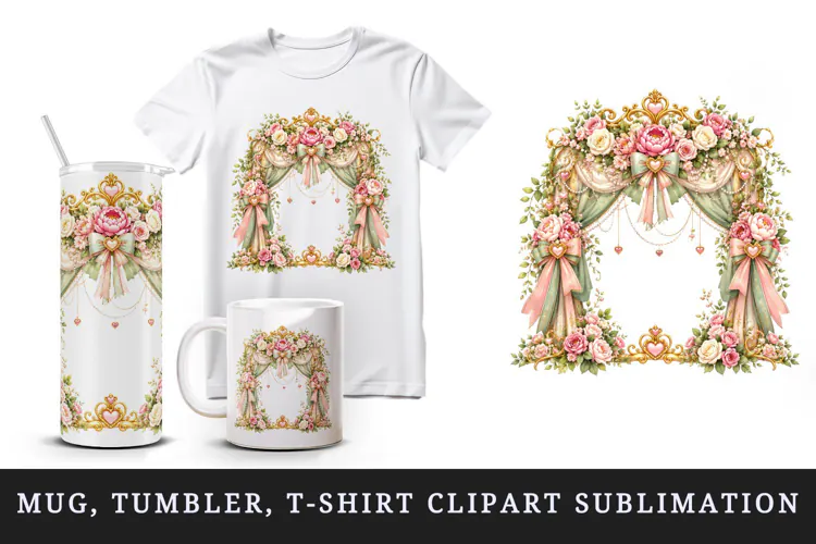 Wedding tumbler, mug wrap, clipart sublimation design