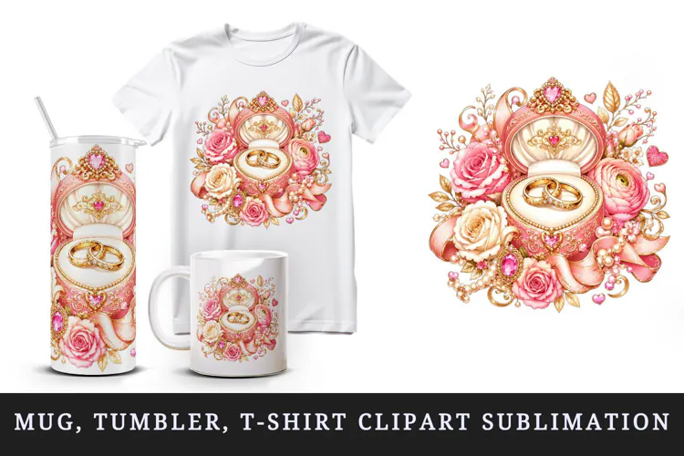 Wedding tumbler, mug wrap, clipart sublimation design