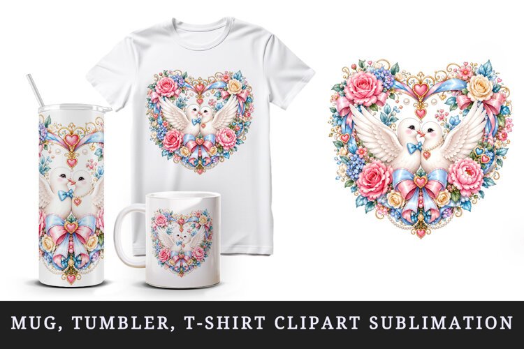 Wedding tumbler, mug wrap, clipart sublimation design example image 1