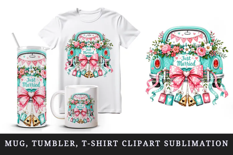 Wedding tumbler, mug wrap, clipart sublimation design