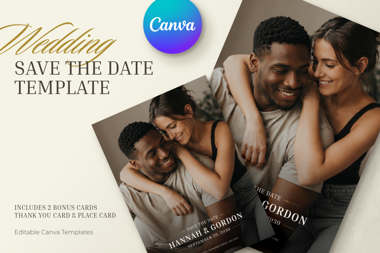 Modern Wedding Save the Date Canva Template