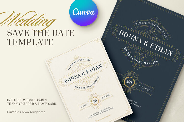 Ornate Wedding Save the Date Canva Template example image 1