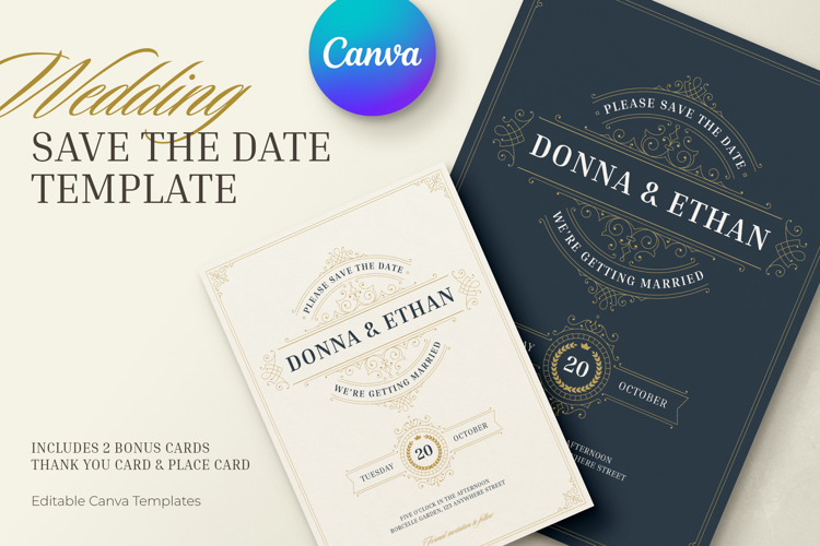 Ornate Wedding Save the Date Canva Template
