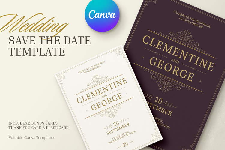Ornate Save the Date Canva Template