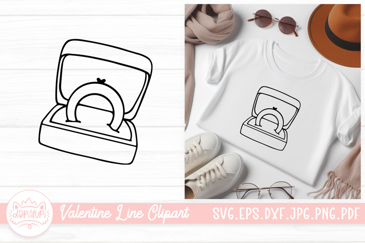 Wedding Ring Outline SVG Element For Valentines Day Clipart