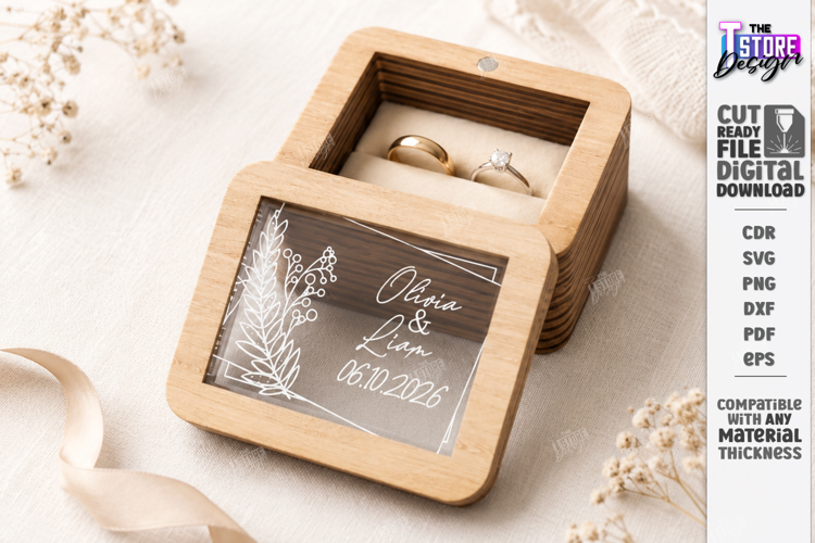 Personalized Wedding Ring Box Laser Cut | Laser Engraved