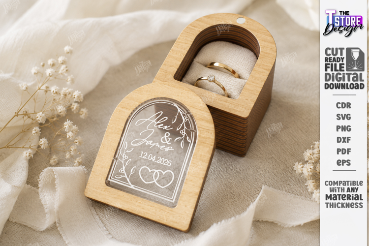Personalized Wedding Ring Box Laser Cut | Laser Engraved