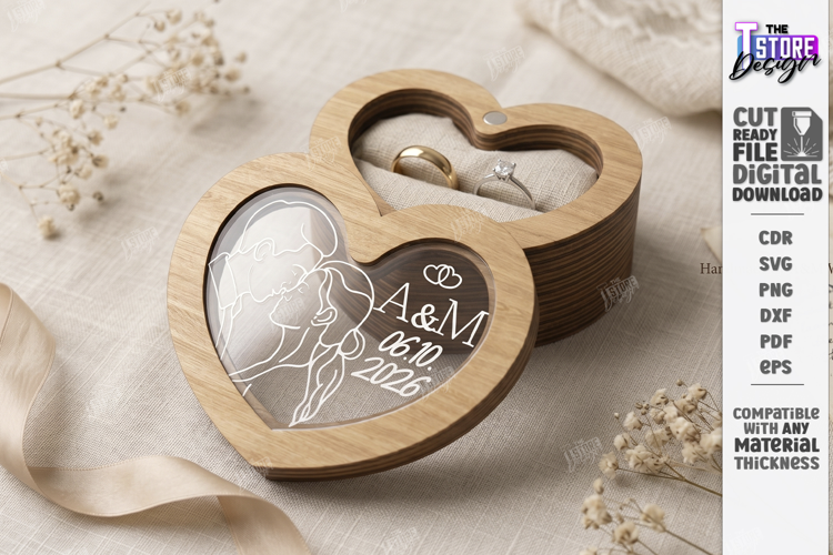 Personalized Wedding Ring Box Laser Cut | Laser Engraved