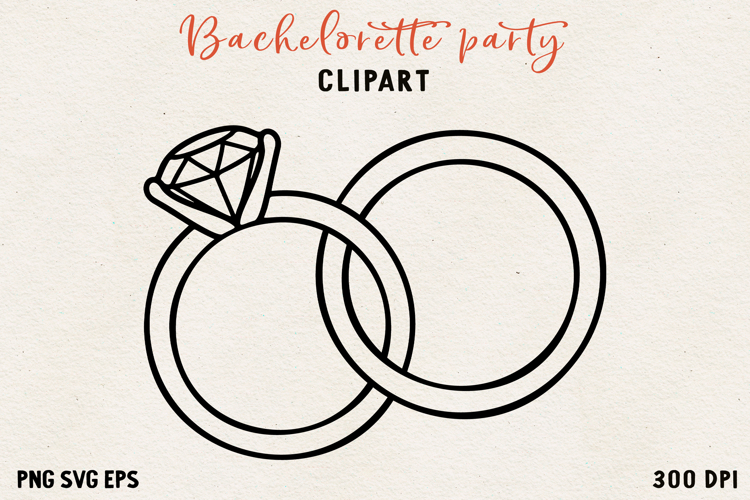 Bachelorette Party Line Art Clipart Bride SVG PNG EPS