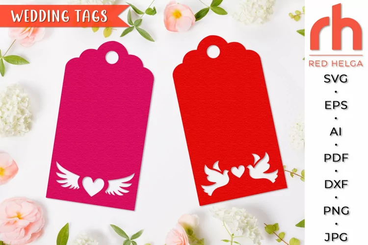 Wedding Tag SVG, Heart Label Cut File, Valentine's day Tag