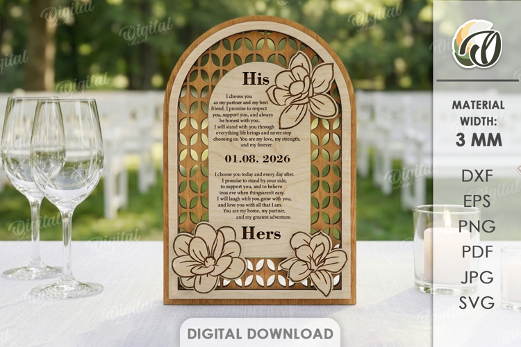 Wedding Vow Display Laser Cut. Wedding Decor SVG