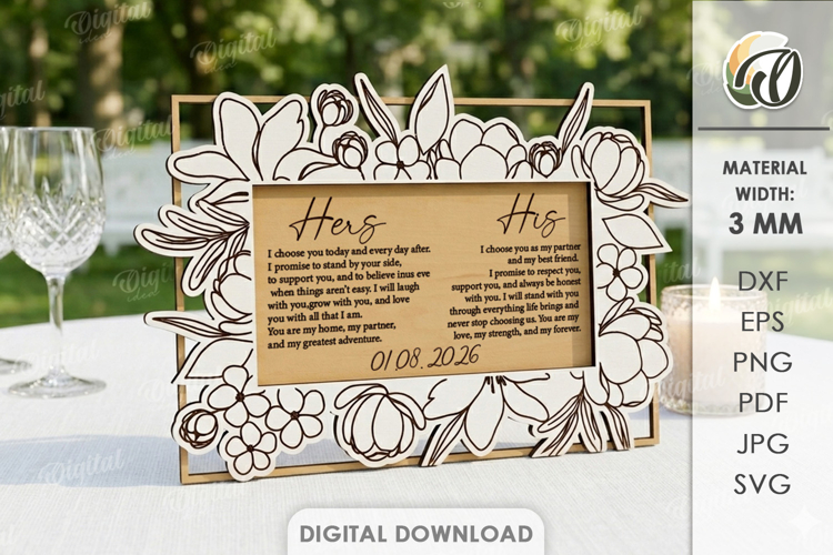 Wedding Vow Display Laser Cut. Wedding Decor SVG