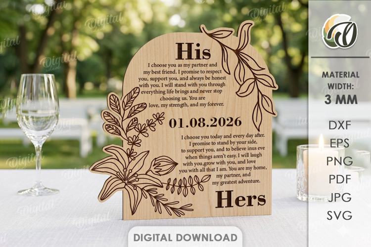 Wedding Vow Display Laser Cut. Wedding Decor SVG