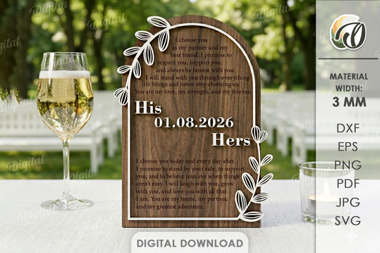Wedding Vow Display Laser Cut. Wedding Decor SVG