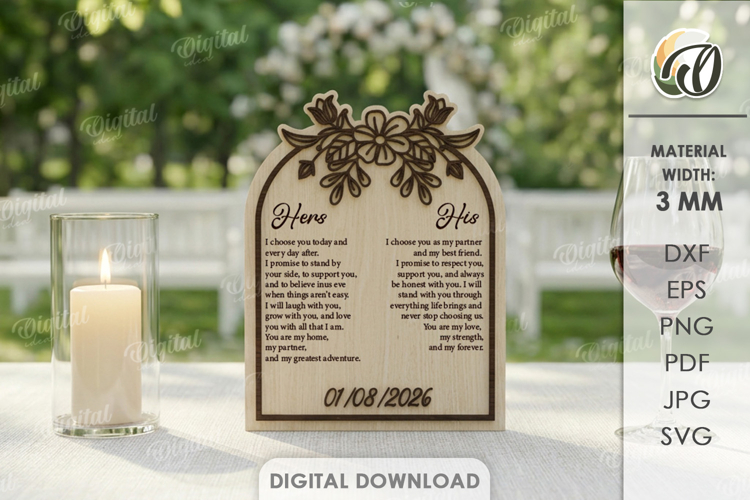 Wedding Vow Display Laser Cut. Wedding Decor SVG