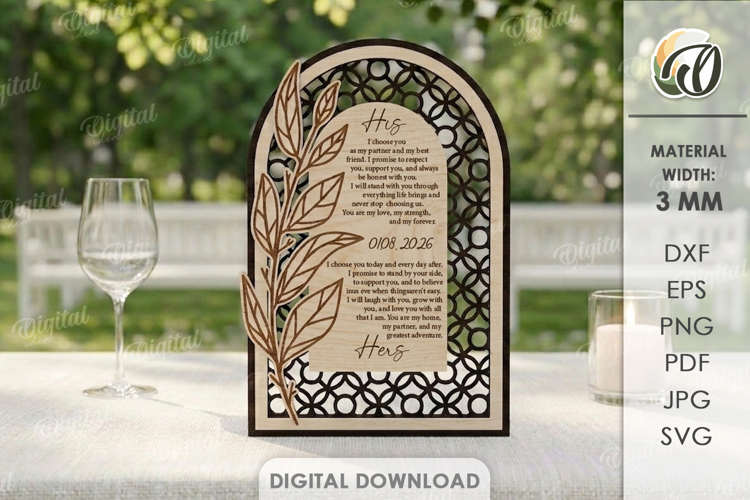 Wedding Vow Display Laser Cut. Wedding Decor SVG