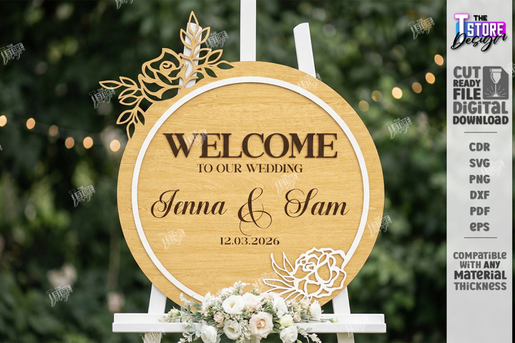 Wedding Welcome Sign Laser Cut | Wedding Reception Decor SVG