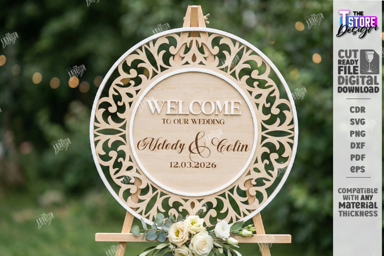 Wedding Welcome Sign Laser Cut | Wedding Reception Decor SVG