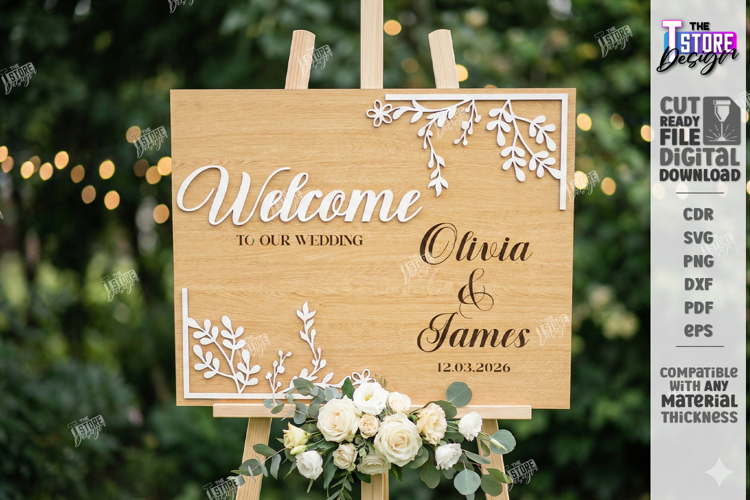 Wedding Welcome Sign Laser Cut | Wedding Reception Decor SVG