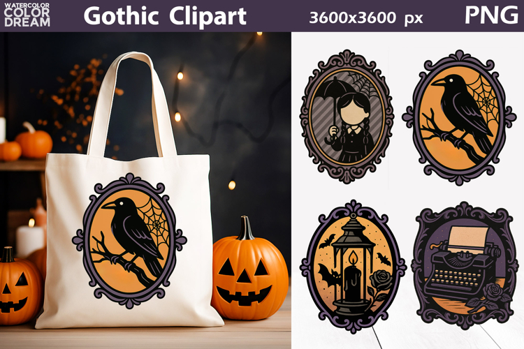 Gothic Halloween Clipart | Purple and Black Halloween Frames