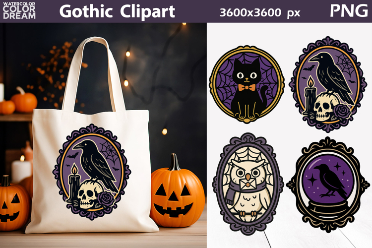 Gothic Halloween Clipart | Purple and Black Halloween Frames