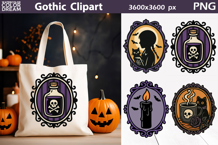 Vintage Gothic Clipart | Halloween Frame Sublimation
