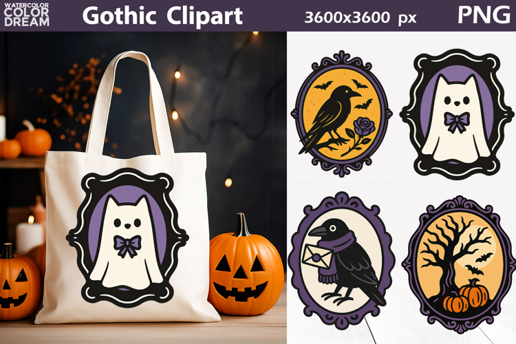 Gothic Halloween Clipart | Purple and Black Halloween Frames