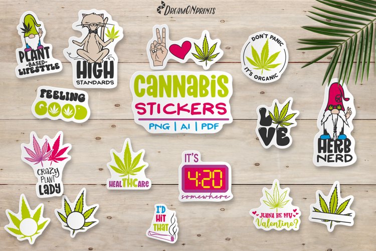 Printable Weed Stickers 15 Designs