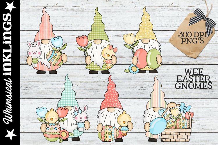 Wee Easter Gnomes- Easter Basket Sublimation Clipart example image 1