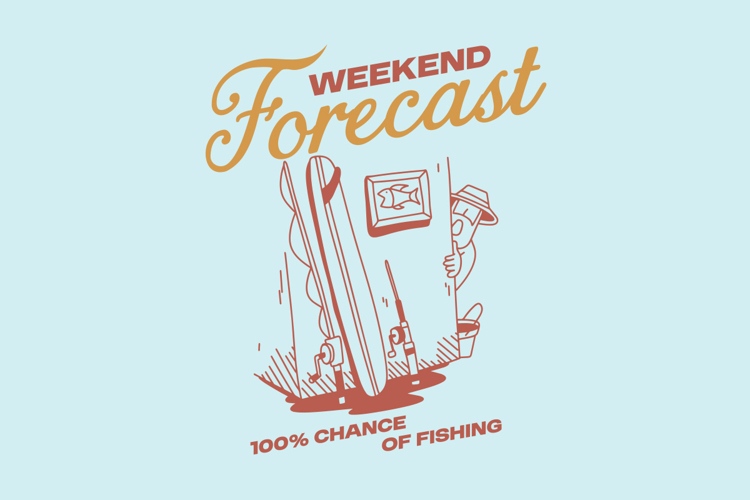 Weekend Forecast Vintage Summer Fishing T shirt Design