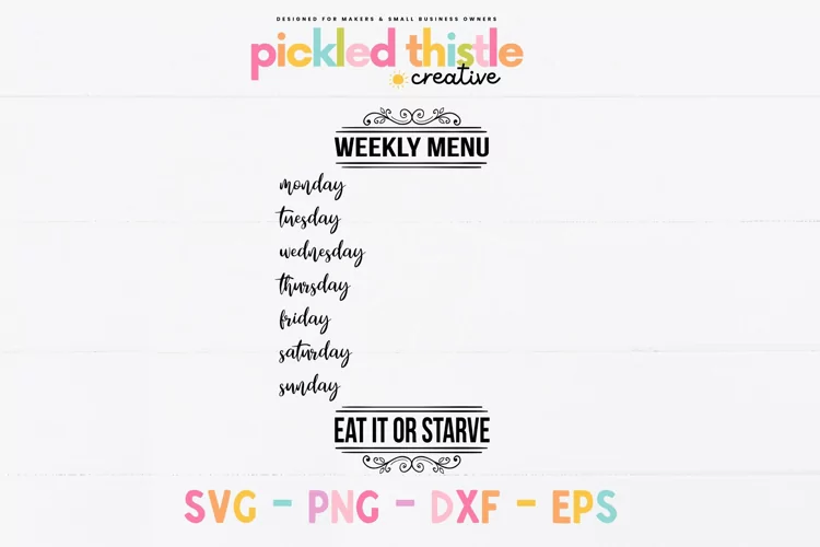 Weekly Menu Planner SVG, Weekly Menu Printable