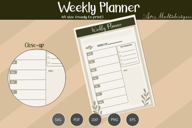 Weekly Planner Printable SVG