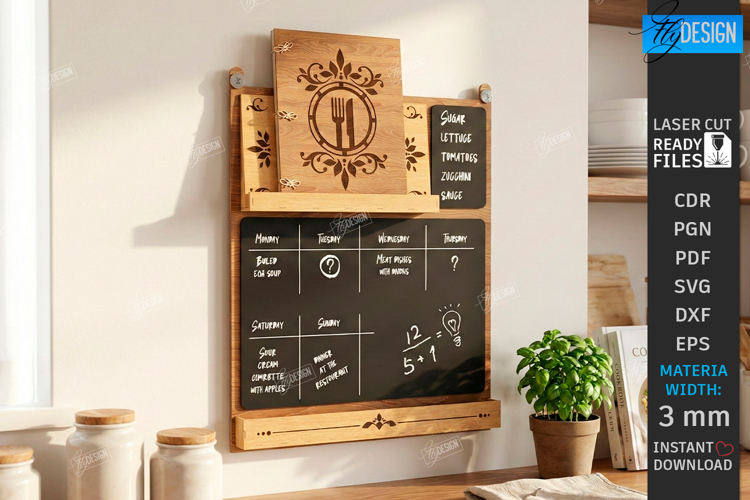 Weekly Menu Planner Board Laser Cut|Kitchen SVG|Meal Planner
