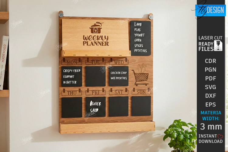 Weekly Menu Planner Board Laser Cut|Kitchen SVG|Meal Planner