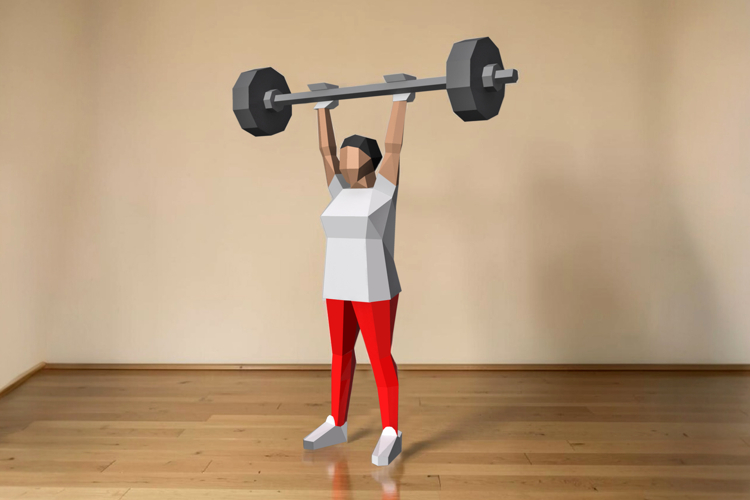 Weightlifter girl - 3d papercraft example image 1