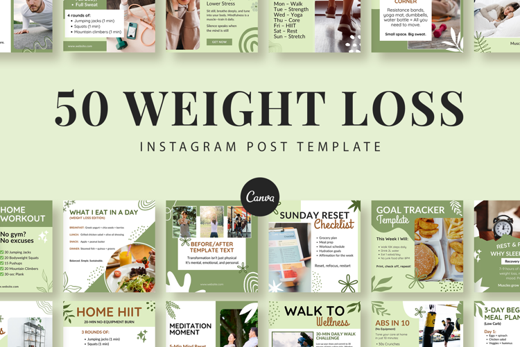Weight Loss Instagram Canva Templates