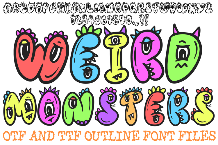 Weird Monsters Cartoon Font Letters Cute Typography ABC OTF