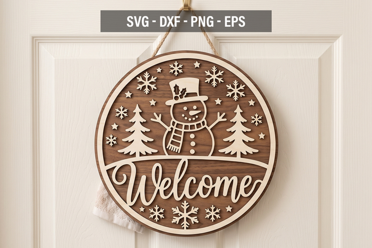 Welcome Door Sign SVG, Merry Christmas & Welcome Round