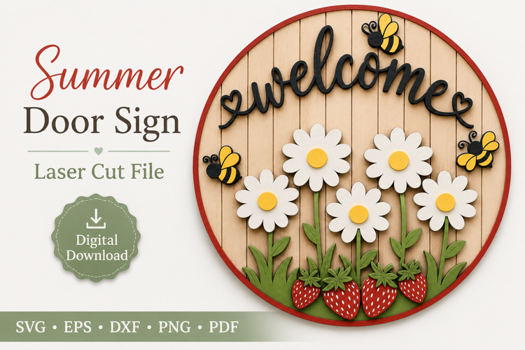 Welcome Sign - SVG Laser Summer Door Hanger Cut Files