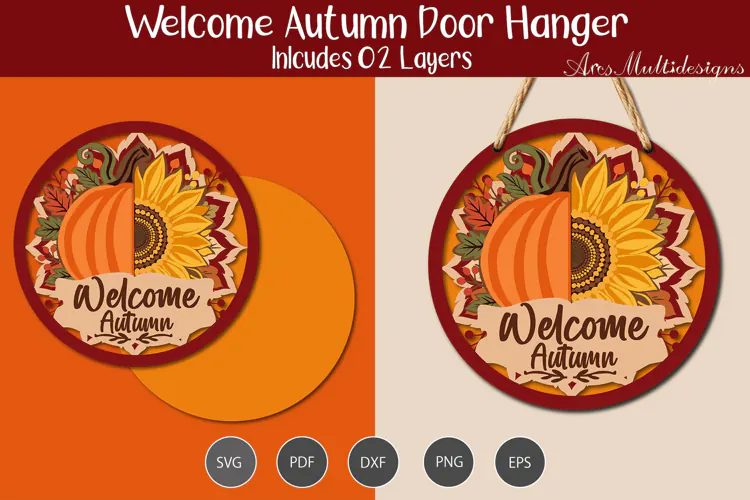 Laser Cut Welcome autumn door sign
