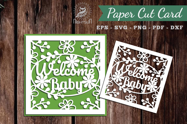 Welcome Baby Papercut Card SVG