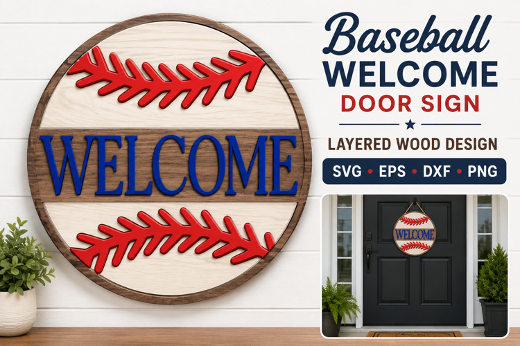 Baseball Welcome Sign SVG | Softball Door Hanger Laser File